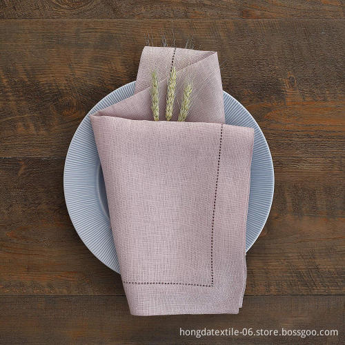 Hemstitch Napkin Vintage 100% Washed Linen Place Mat Table Napkin